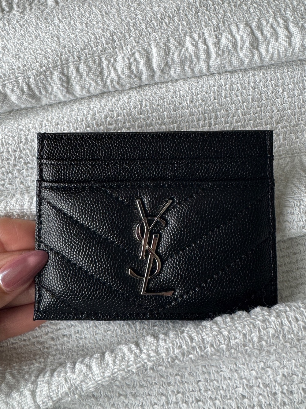 Black & Silver Quilted Card Holder YSL